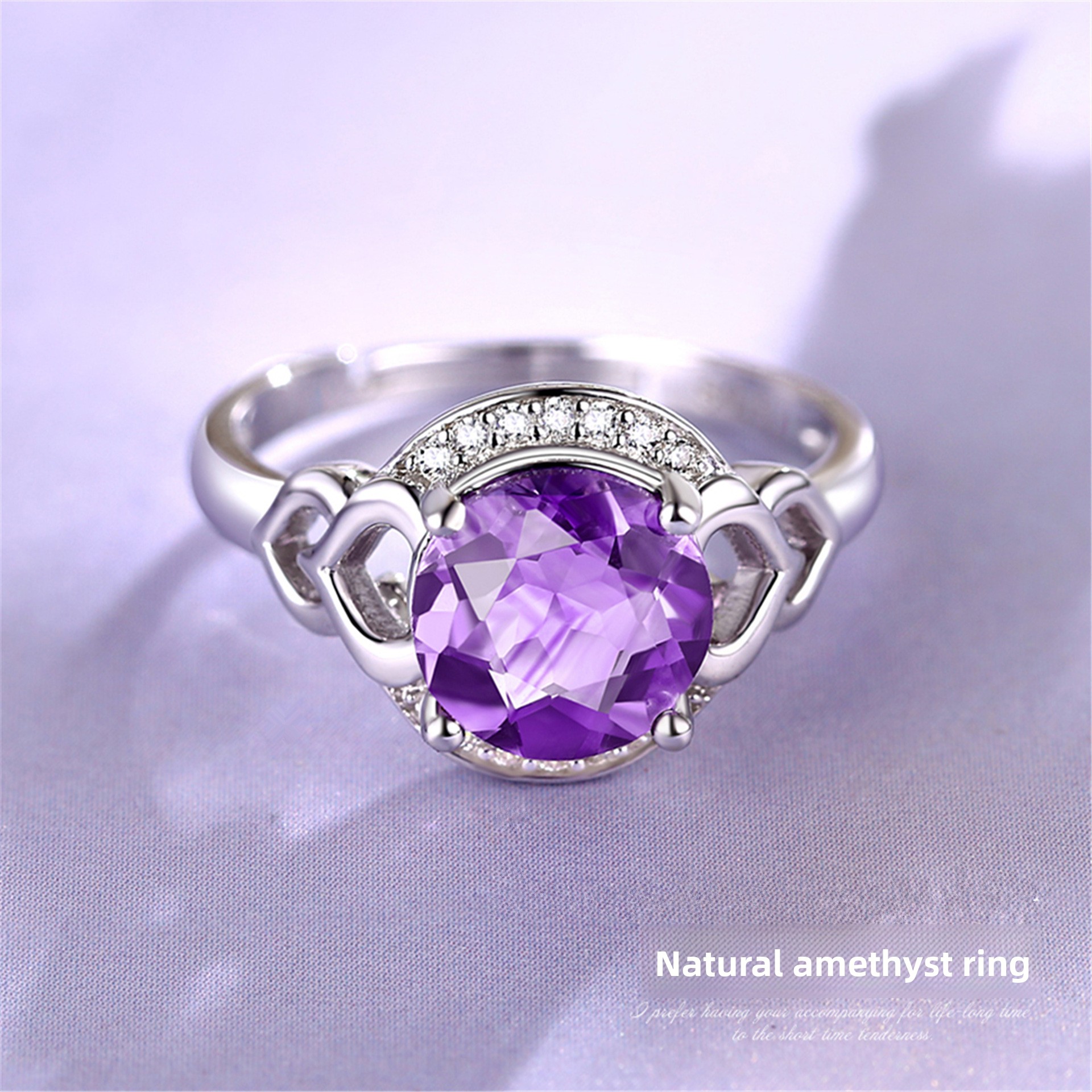 Designer ring voor dames met paarse amethist en zirkonia_voghion.com