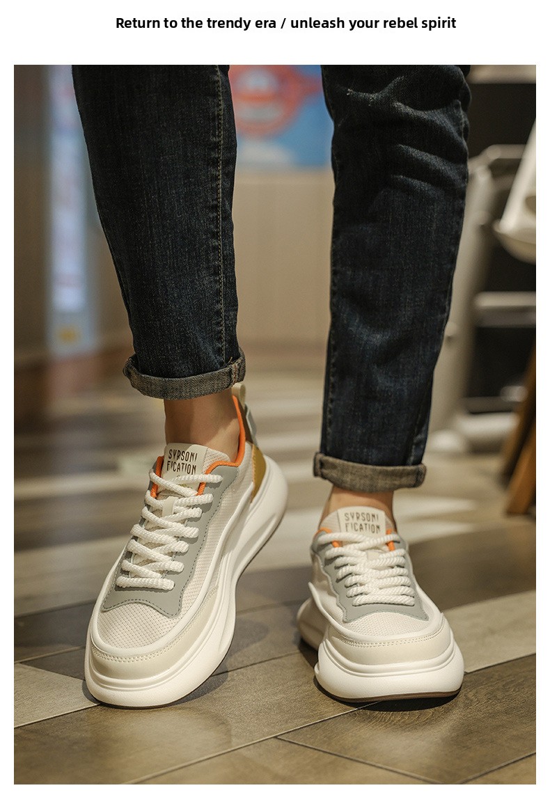 Agan Summer Breathable Mesh Quanzhou Sports High-end Men's Sneakers Casual Height-increasing White Trendy Shoes_vogvips.com