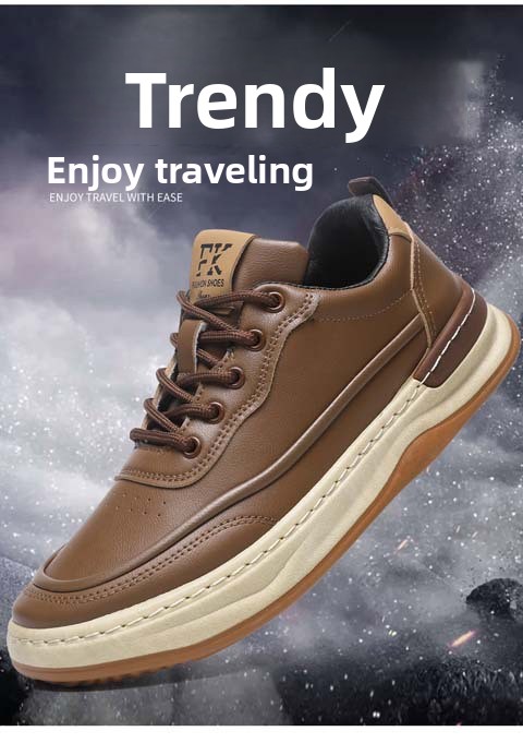 Casual New Fashionable Versatile Thick Breathable Soft Sole Lace-up Round Toe Work Men's Shoes_vogvips.com