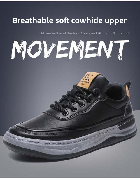 Casual New Fashionable Versatile Thick Breathable Soft Sole Lace-up Round Toe Work Men's Shoes_vogvips.com