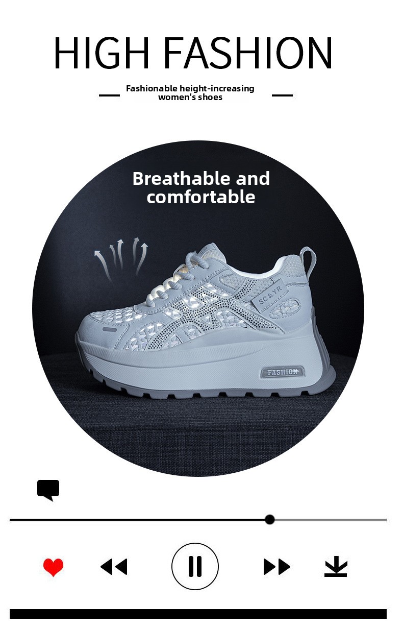Women's Thick-Soled Casual For Petite Women, 2026 Summer New Popular Breathable Woven Mesh Versatile Dad Shoes_vogvips.com