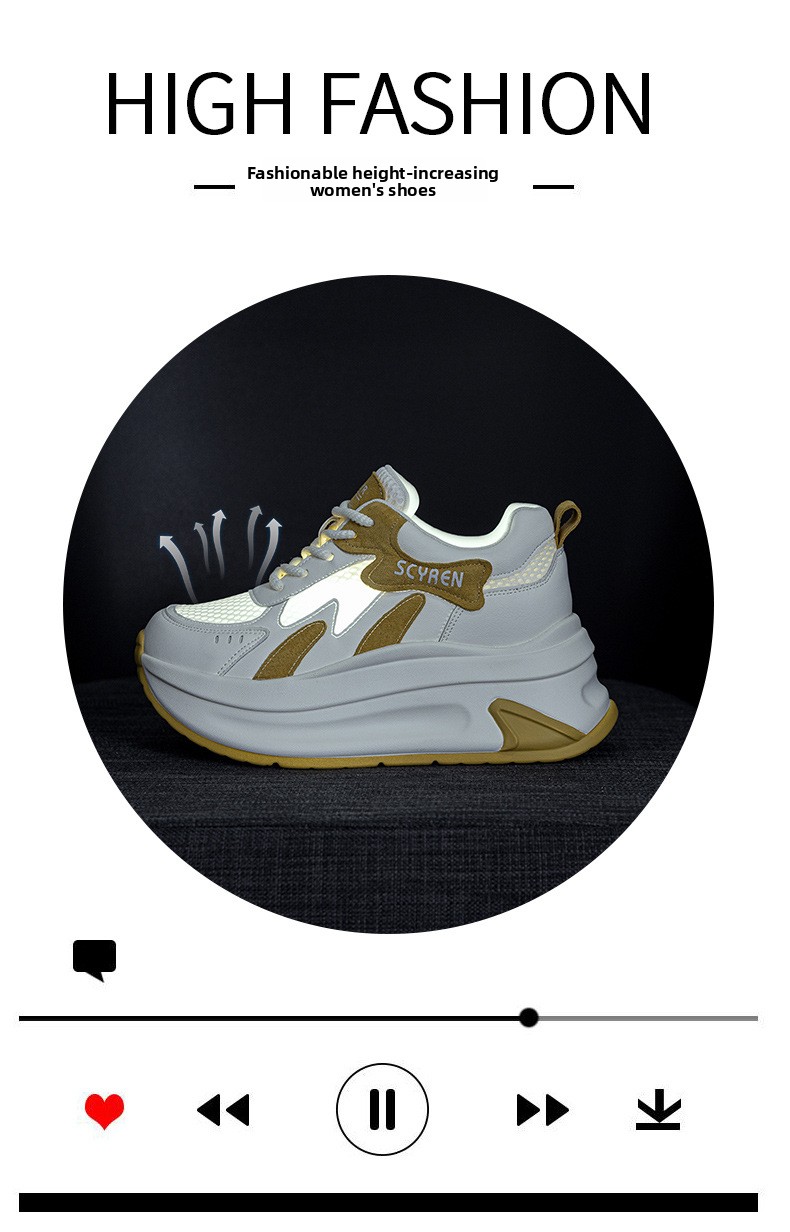 Women's Thick-soled Height-increasing Sneakers For Petite Individuals, 2026 New Model, Casual, Fashionable, Versatile,_vogvips.com