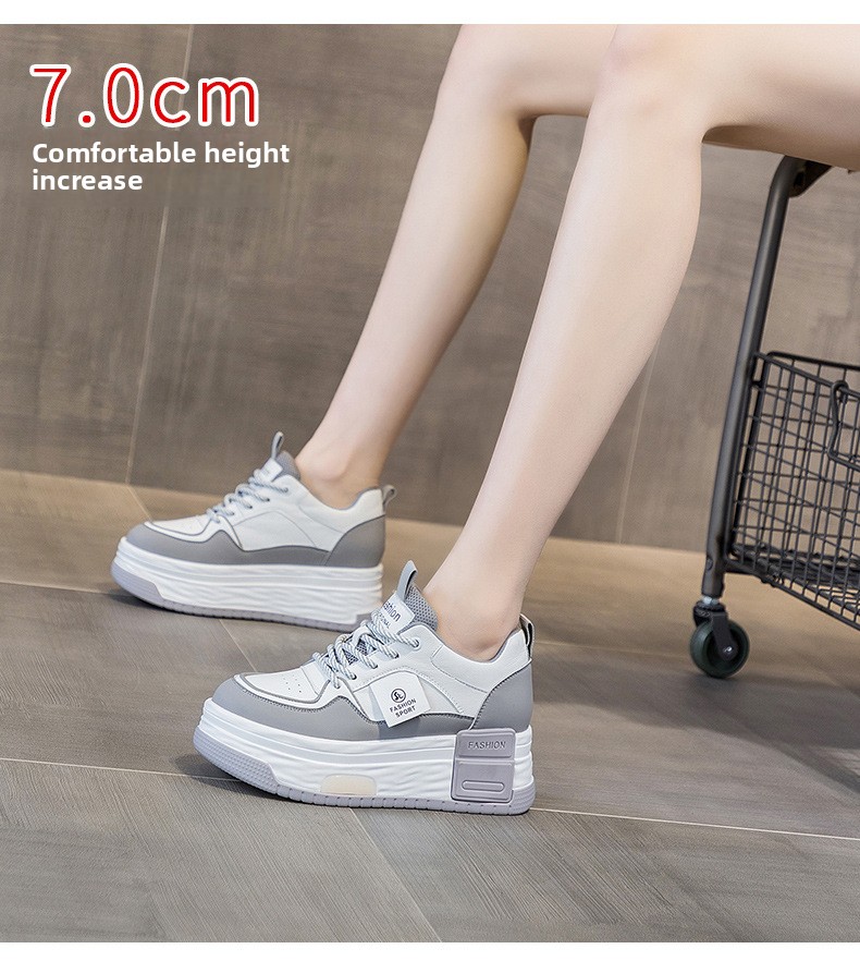 2025 Spring New Style Height-Increasing White Single Shoes Full Leather Thick Sole Casual Fashion Versatile Women's_vogvips.com