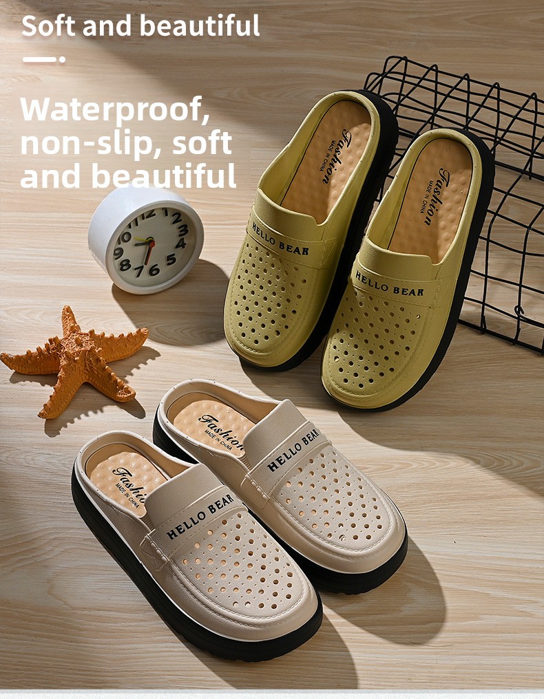 Women's Half-enclosed Sandals Wear In Spring Summer, Thick-soled, Non-slip, For Home And Outdoor Use, Hollowed-out,_vogvips.com