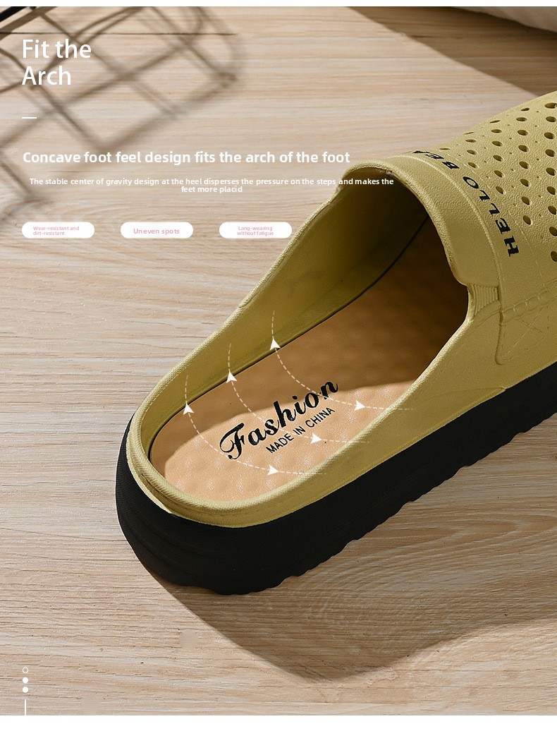 Women's Half-enclosed Sandals Wear In Spring Summer, Thick-soled, Non-slip, For Home And Outdoor Use, Hollowed-out,_vogvips.com