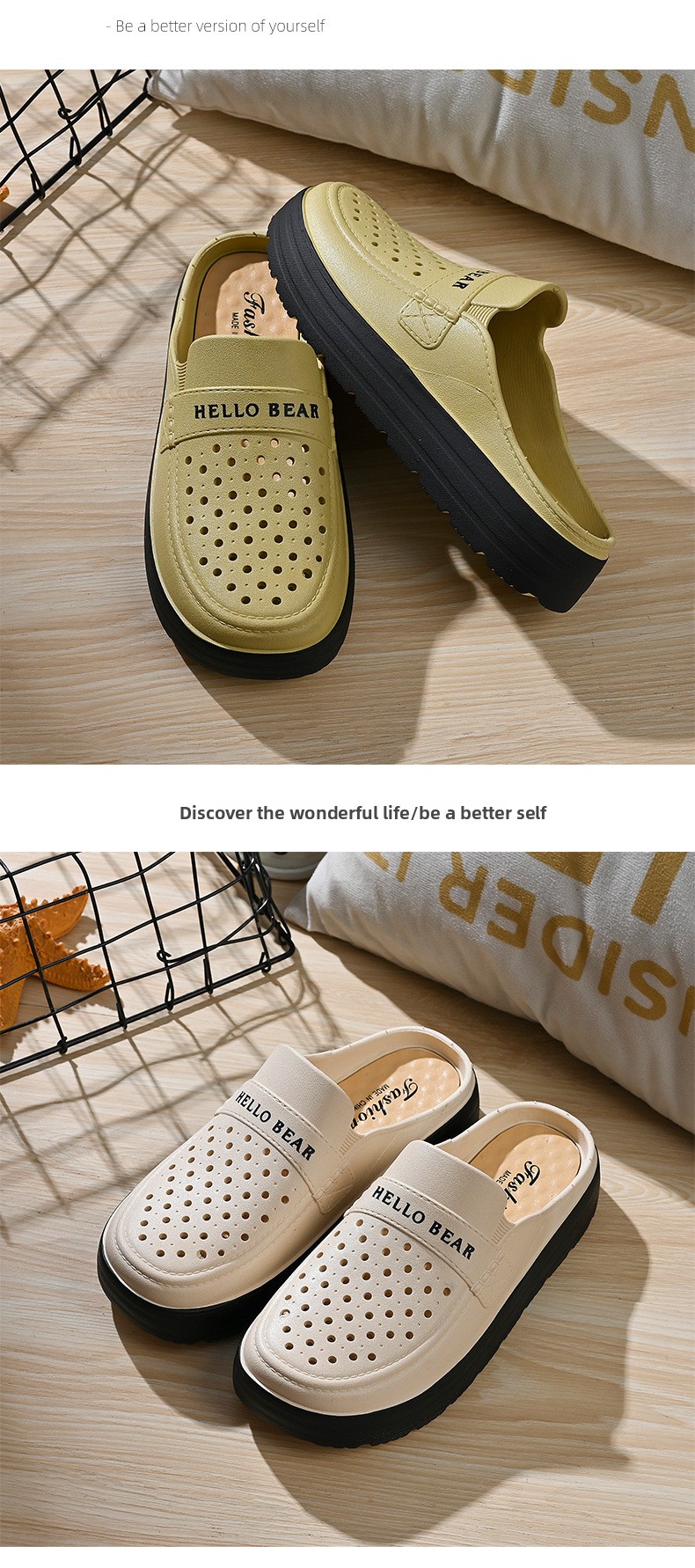 Women's Half-enclosed Sandals Wear In Spring Summer, Thick-soled, Non-slip, For Home And Outdoor Use, Hollowed-out,_vogvips.com