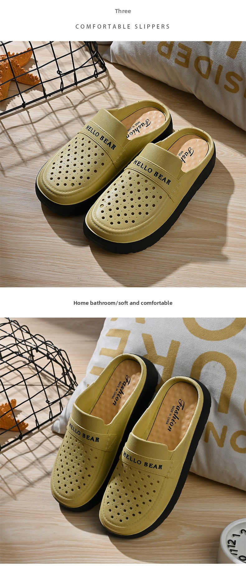 Women's Half-enclosed Sandals Wear In Spring Summer, Thick-soled, Non-slip, For Home And Outdoor Use, Hollowed-out,_vogvips.com
