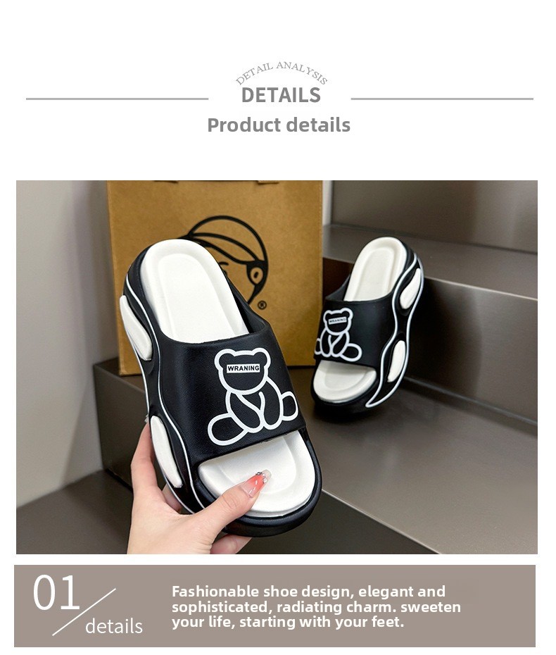 Thick Sole Indoor Slippers For Women, Summer New Fashion Cute Cartoon Bear Non-Slip Outdoor Sandals_vogvips.com