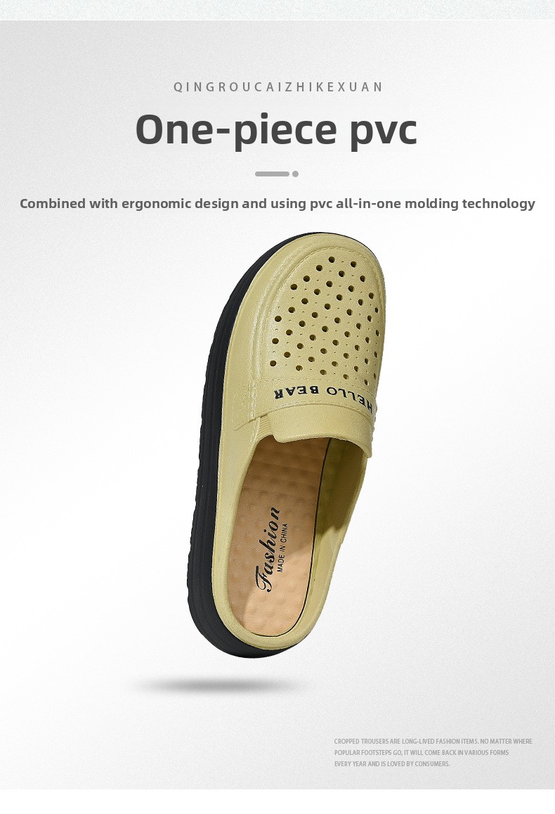 Women's Half-enclosed Sandals Wear In Spring Summer, Thick-soled, Non-slip, For Home And Outdoor Use, Hollowed-out,_vogvips.com