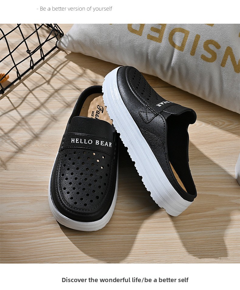 Women's Half-enclosed Sandals Wear In Spring Summer, Thick-soled, Non-slip, For Home And Outdoor Use, Hollowed-out,_vogvips.com