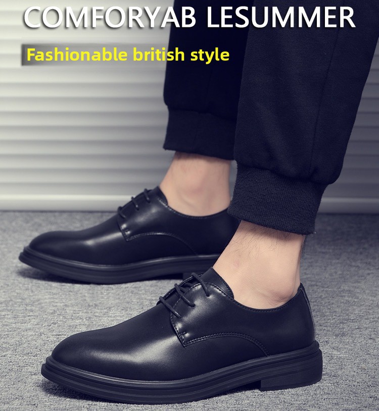 Genuine Leather Business Formal Large Size Men's Summer Breathable Black Height Increasing British Style Groom Wedding_vogvips.com