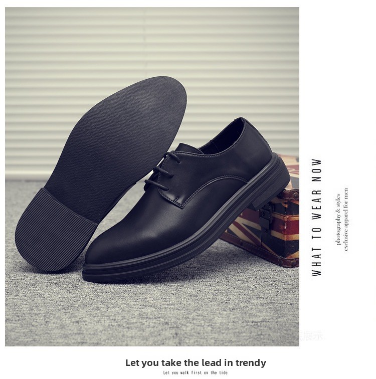 Genuine Leather Business Formal Large Size Men's Summer Breathable Black Height Increasing British Style Groom Wedding_vogvips.com