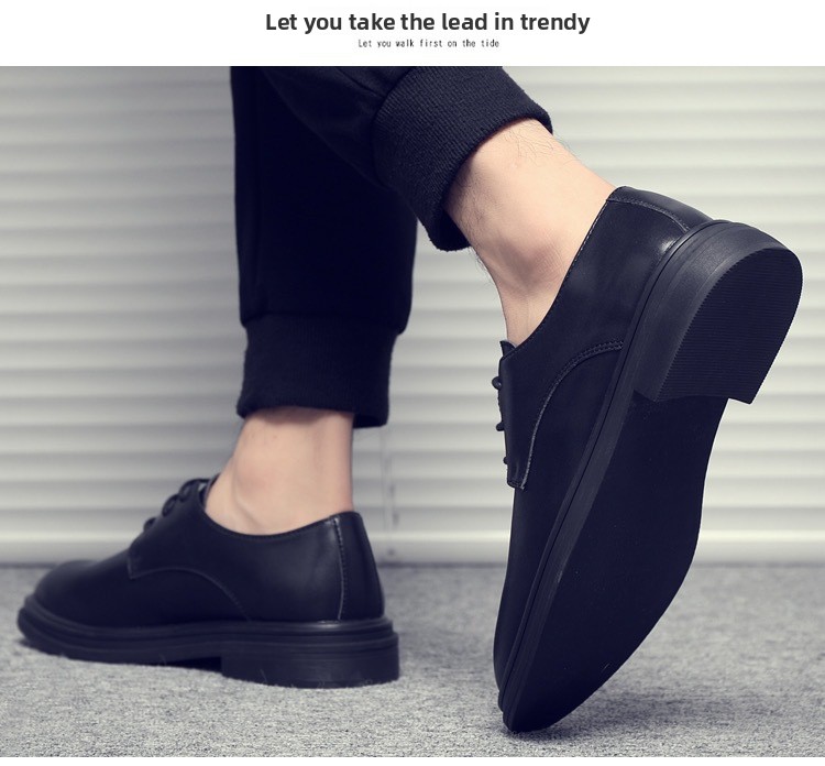 Genuine Leather Business Formal Large Size Men's Summer Breathable Black Height Increasing British Style Groom Wedding_vogvips.com