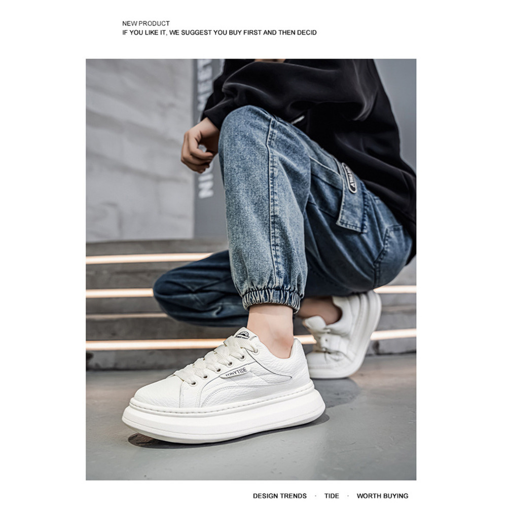 European Men's 2025 Autumn New Brand High-end Sports Casual White Sneakers Height-increasing Versatile Trendy Shoes_vogvips.com