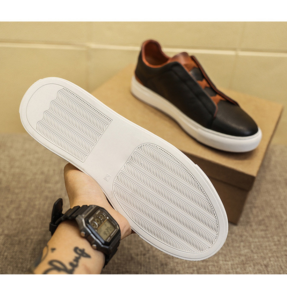 Spring White Sneakers Upper Layer Cowhide Men's Casual Shoes Youth Trend Genuine Leather Latex Insole Fashion Versatile_vogvips.com