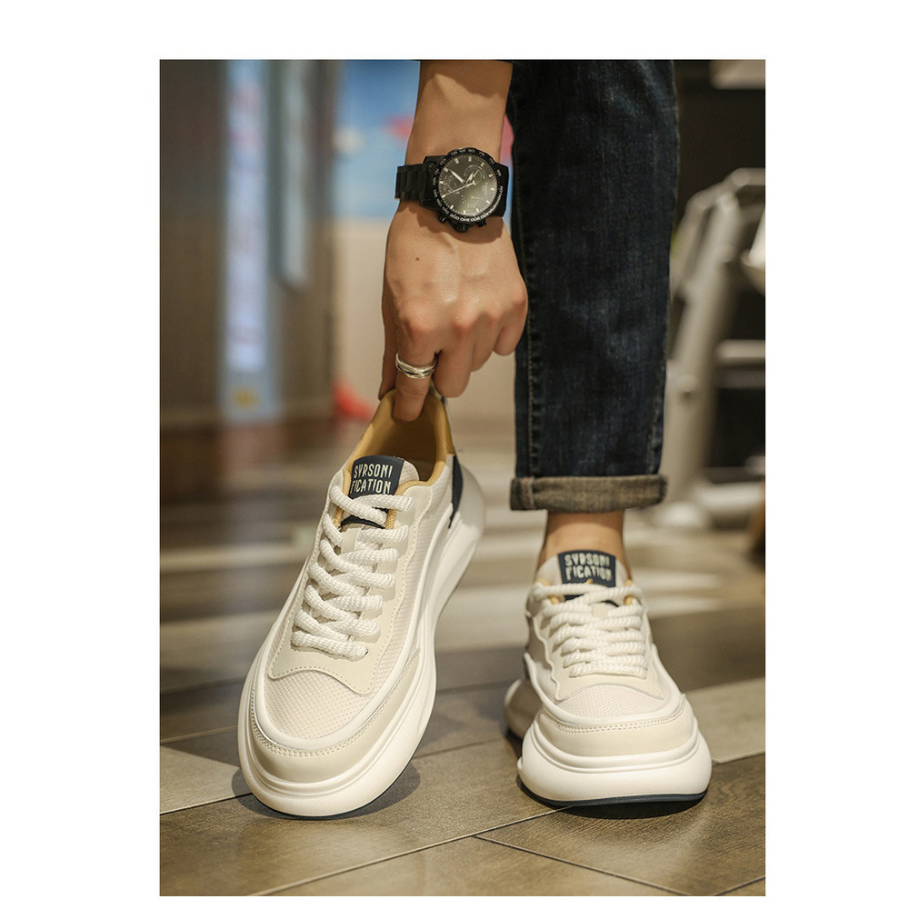 Agan Summer Breathable Mesh Quanzhou Sports High-end Men's Sneakers Casual Height-increasing White Trendy Shoes_vogvips.com