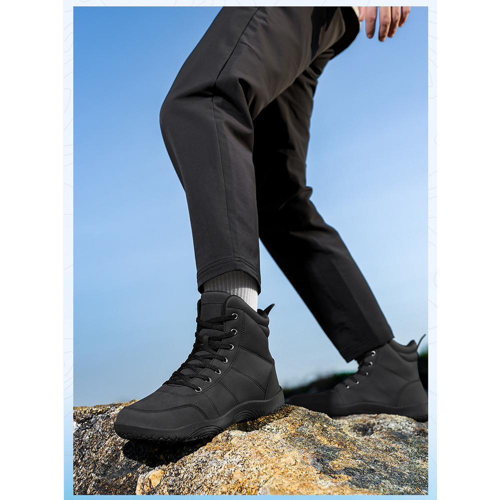 Cross-border Large Size 48 Leather High-top Outdoor Casual Shoes Couples, Toe, Suitable For Wide Feet, Hiking Shoes,_vogvips.com