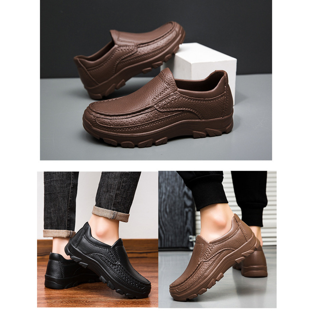 Popular Large-size Lightweight Casual Leather For Men, Oil-resistant And Slip-resistant Chef Cross-border Slip-on_vogvips.com