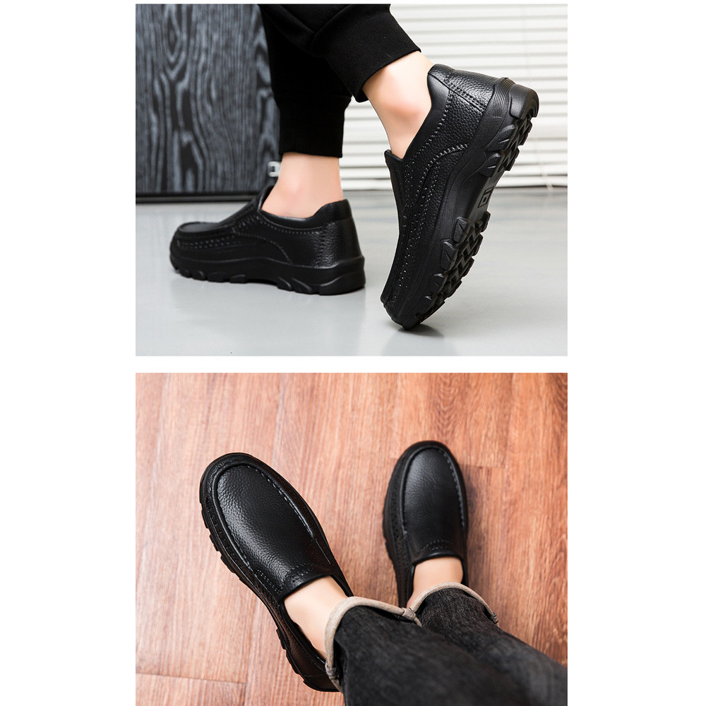 Popular Large-size Lightweight Casual Leather For Men, Oil-resistant And Slip-resistant Chef Cross-border Slip-on_vogvips.com