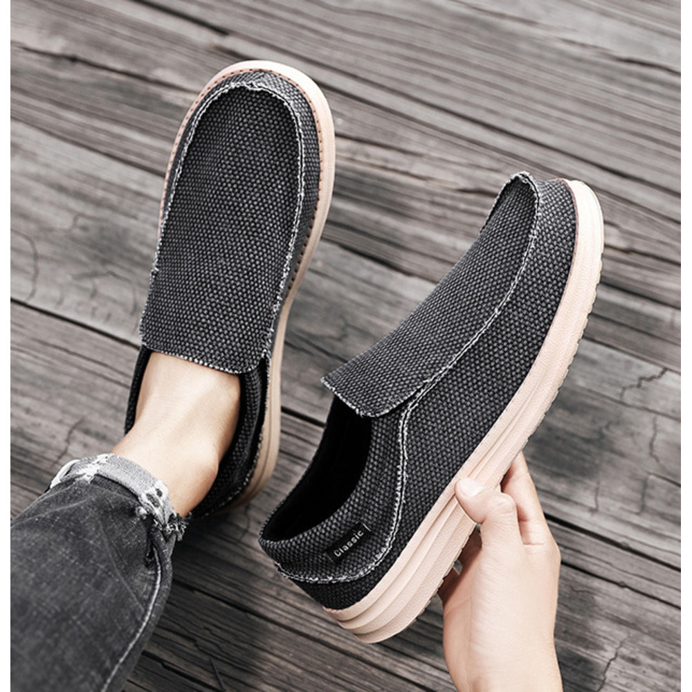 New Men's Loafers Cross-border , Casual For Men, Flat Canvas Shoes, Ultra-lightweight, Large Size Slip-on Shoes_vogvips.com