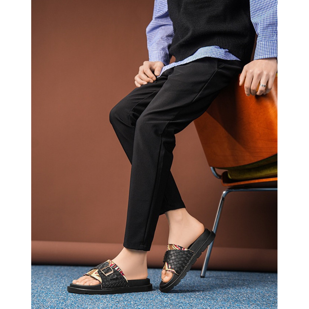 Men's Summer Shoes, Korean-style Shiny Leather Loafers, British-style Sandals, Trendy Casual Shoes For Young Men,_vogvips.com