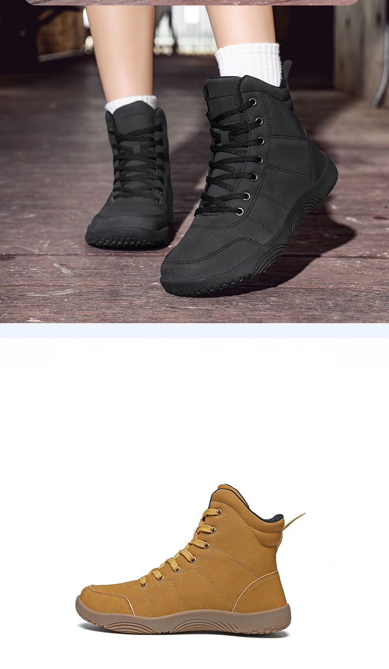 Cross-border Large Size 48 Leather High-top Outdoor Casual Shoes Couples, Toe, Suitable For Wide Feet, Hiking Shoes,_vogvips.com