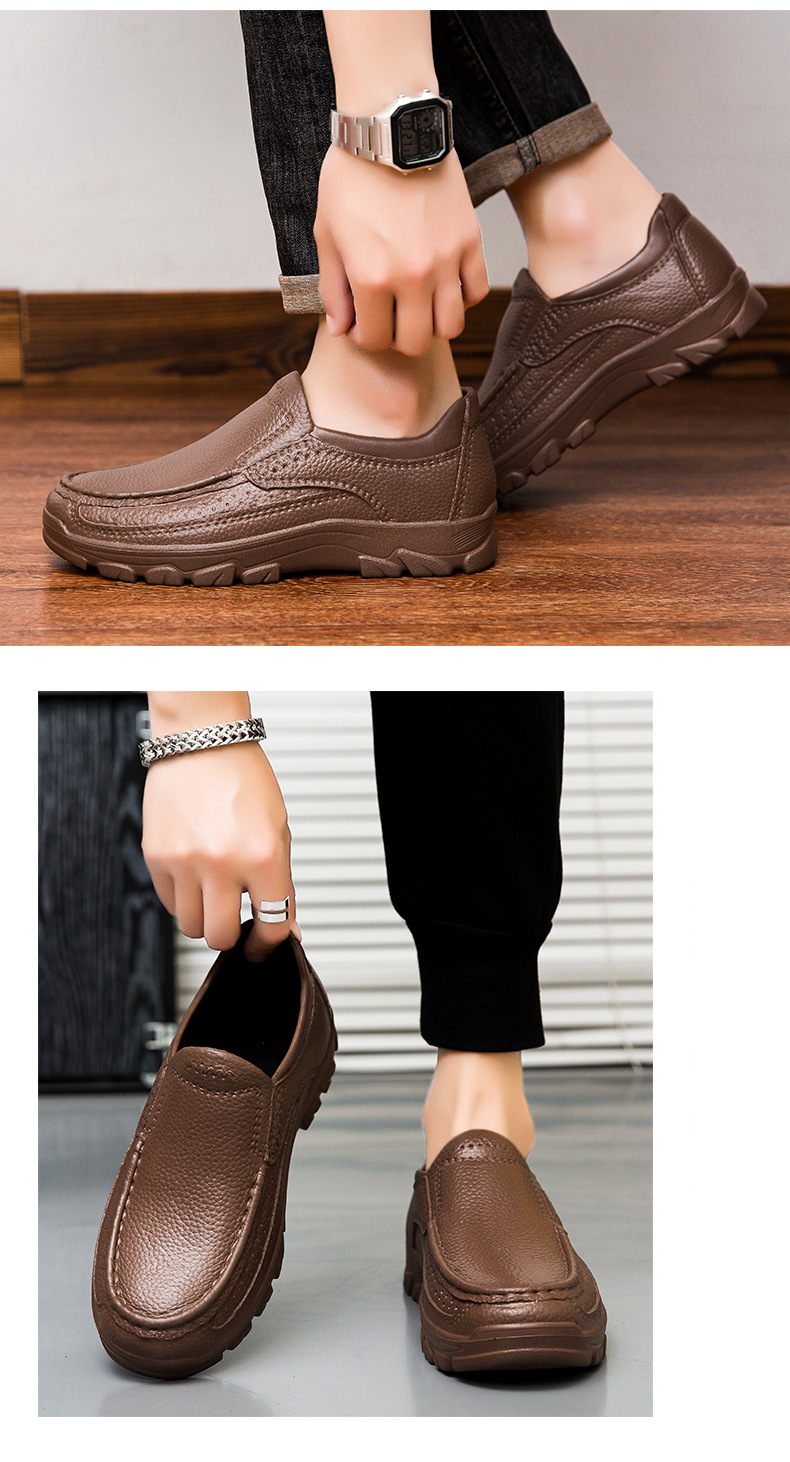 Popular Large-size Lightweight Casual Leather For Men, Oil-resistant And Slip-resistant Chef Cross-border Slip-on_vogvips.com