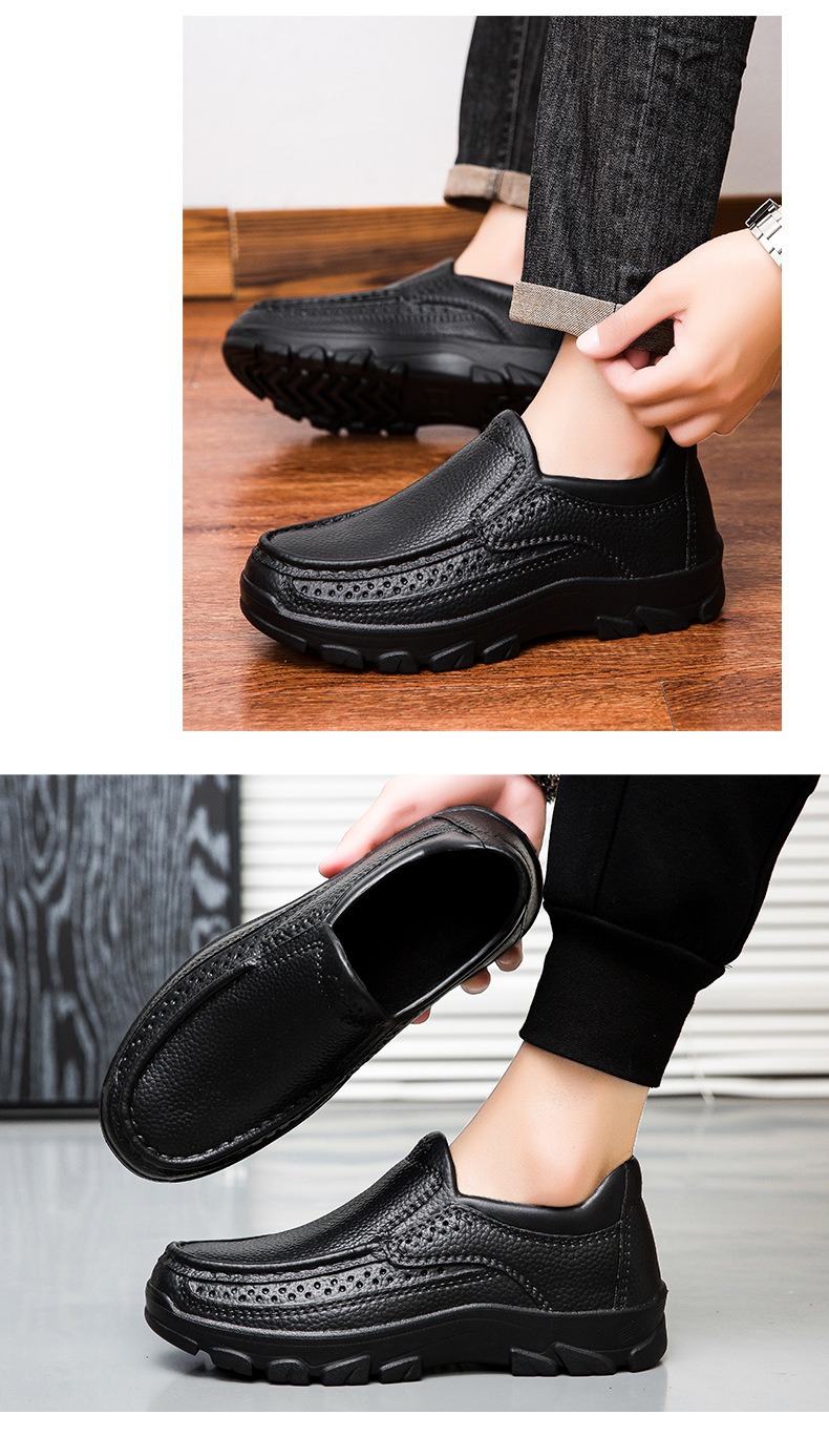 Popular Large-size Lightweight Casual Leather For Men, Oil-resistant And Slip-resistant Chef Cross-border Slip-on_vogvips.com