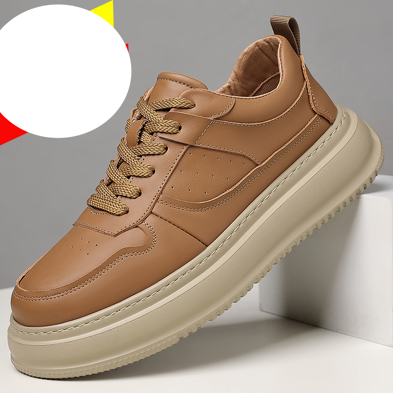 Top Layer Cowhide Spring New Casual Genuine Leather Breathable Trendy Thick Sole Fashion White Men's Shoes_vogvips.com