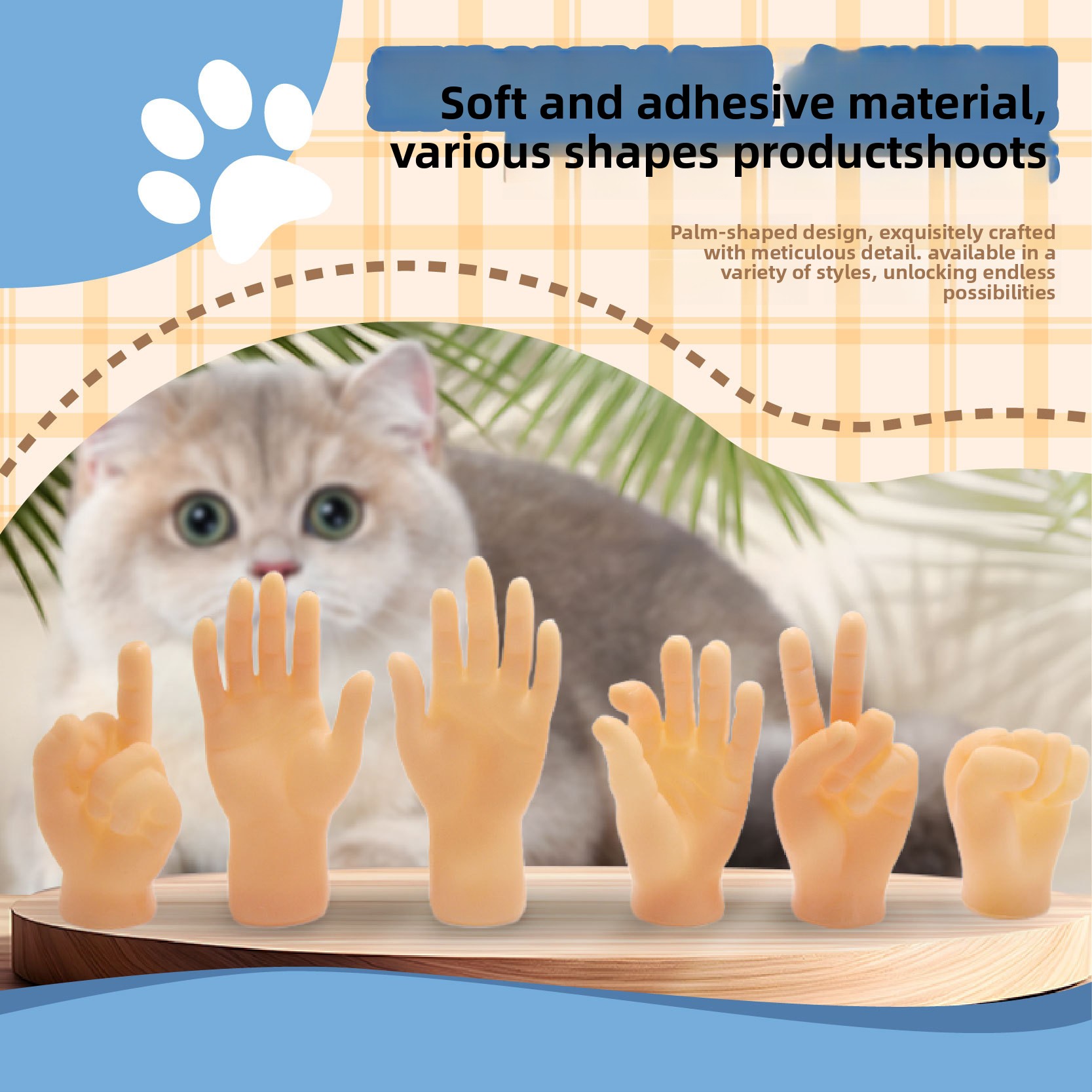 Bestseller Internet-Promi Interaktive Massage Katze im gleichen Stil Neckende Mini Kreative Geste Kleiner Finger Plastik Haustier Zauberhaus_voghion.com