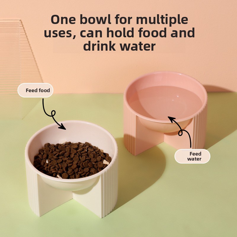 Ciotola per gatti integrata, anti-rovesciamento, di grande diametro, per acqua e cibo, bestseller, Pet Magic House_voghion.com