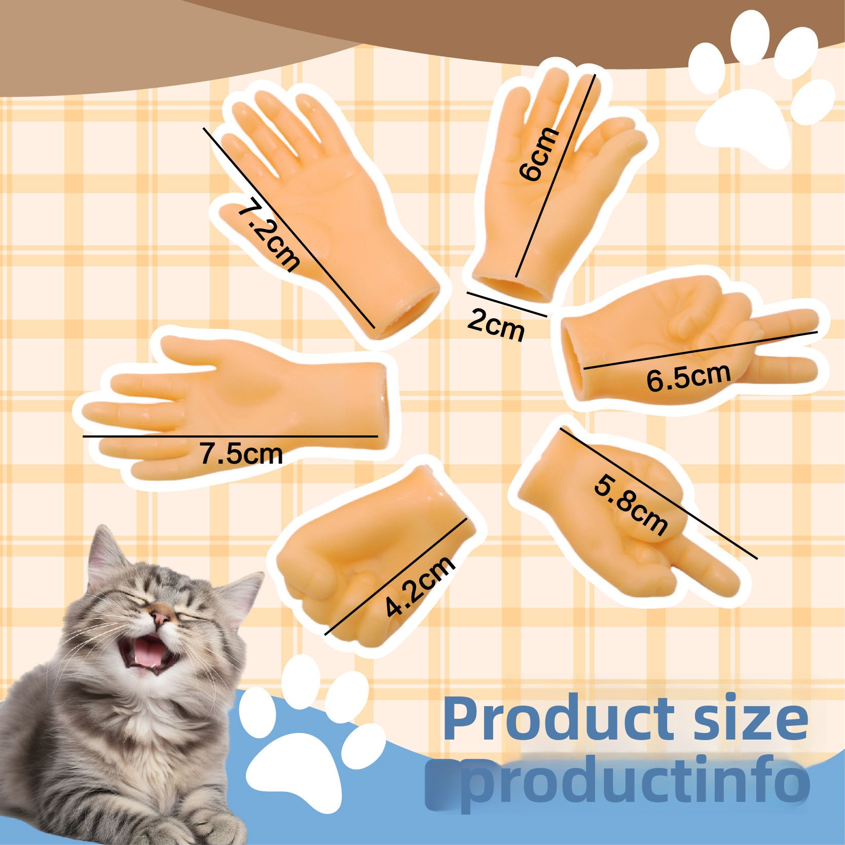 Bestseller Internet-Promi Interaktive Massage Katze im gleichen Stil Neckende Mini Kreative Geste Kleiner Finger Plastik Haustier Zauberhaus_voghion.com