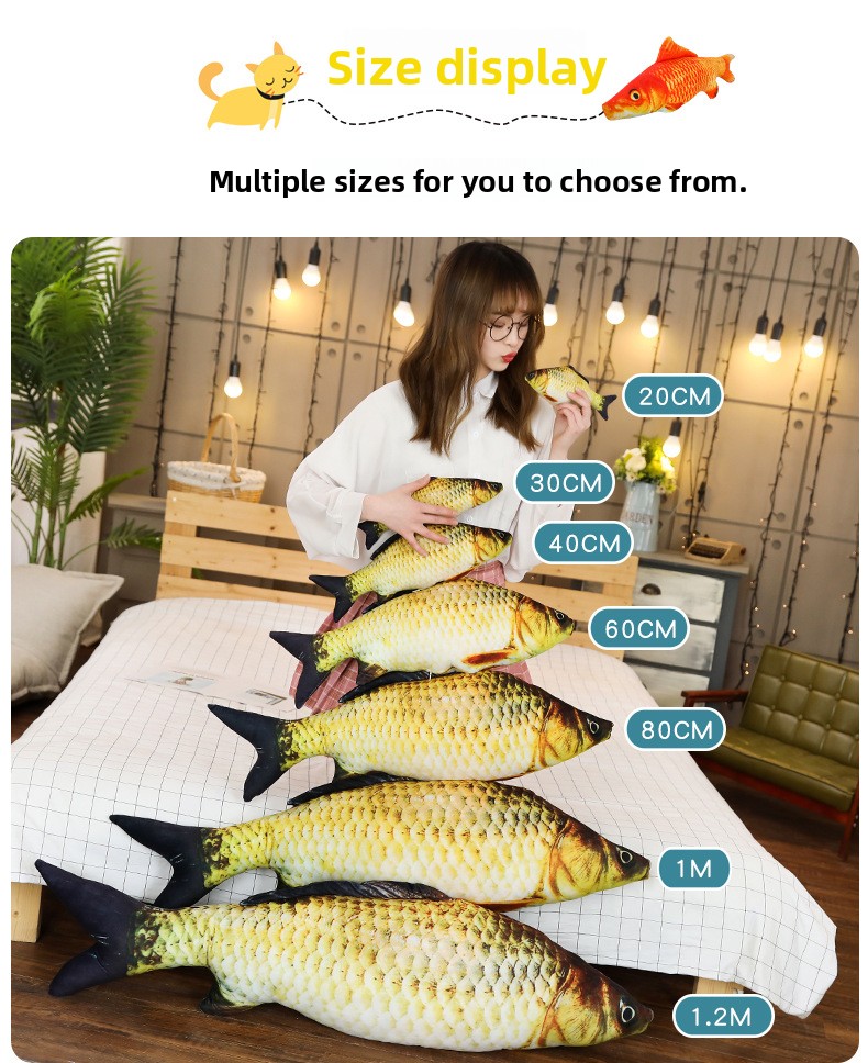 Gioco gatto pesce in peluche con erba gatta cuscino realistico_voghion.com