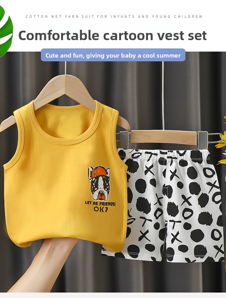Sommarset för barn med väst och shorts i ren bomull_voghion.com