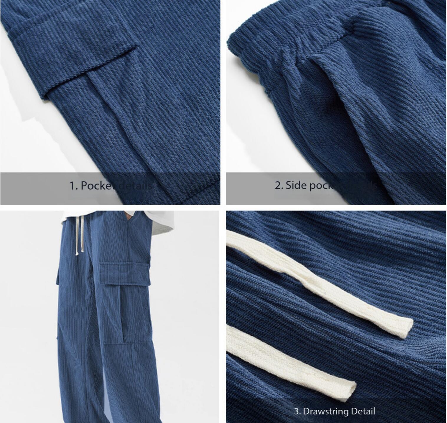 Monochrome Man - Nuovi pantaloni cargo sportivi casual in velluto a coste con multitasche, stile europeo e americano, collezione 2024, di grande successo._voghion.com