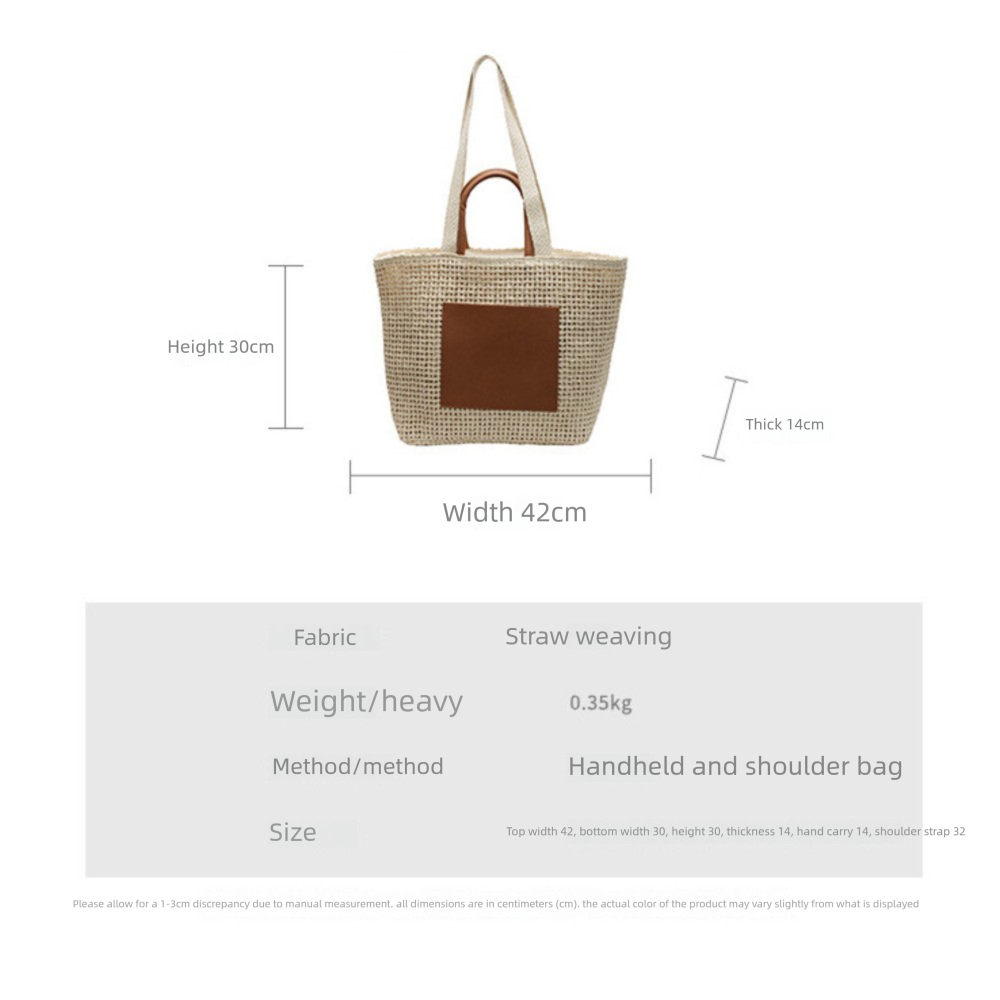 Large Woven Beach Tote Bag For Women Stylish Hollow Out Handbag_voghion.com