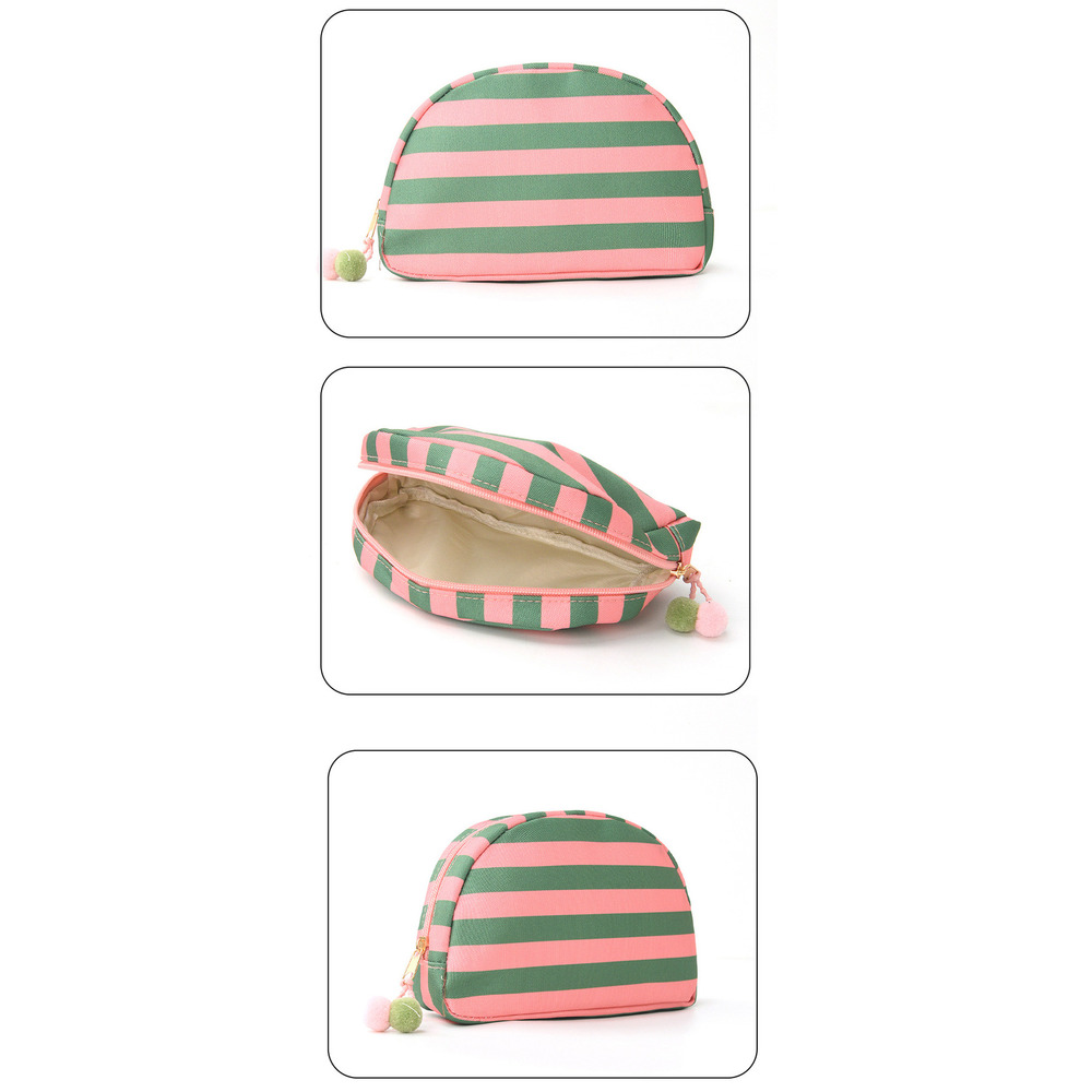 Striped Shell Makeup High-Value Dopamine Storage Travel Simple Portable Toiletry Bag_voghion.com