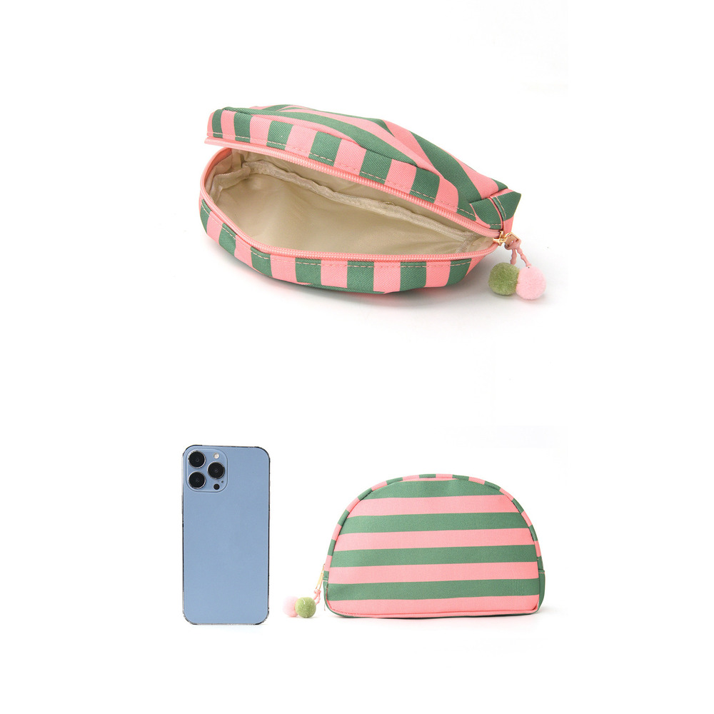 Striped Shell Makeup High-Value Dopamine Storage Travel Simple Portable Toiletry Bag_voghion.com