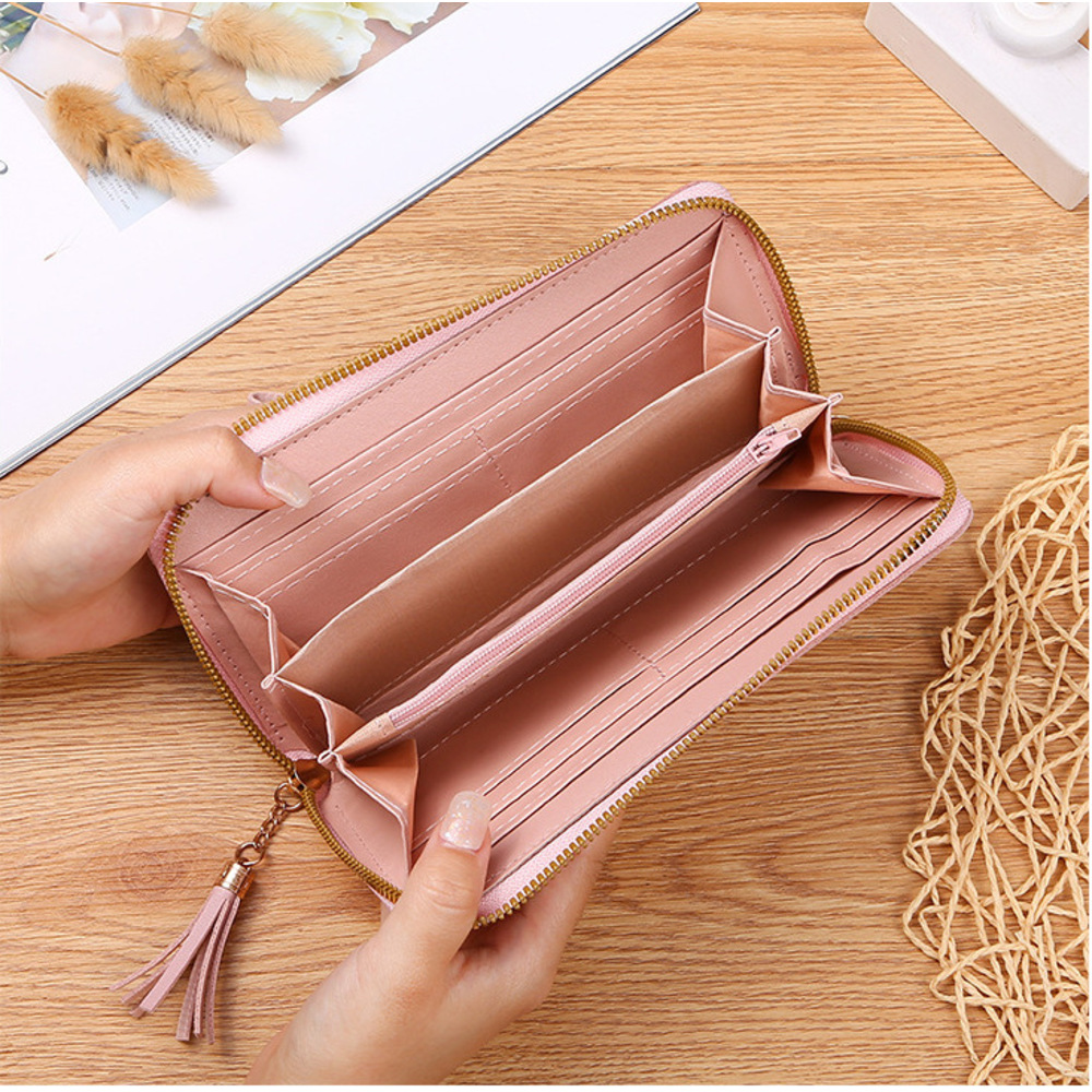 Große Damen Brieftasche Mit Reißverschluss Im Farbblock Design_voghion.com
