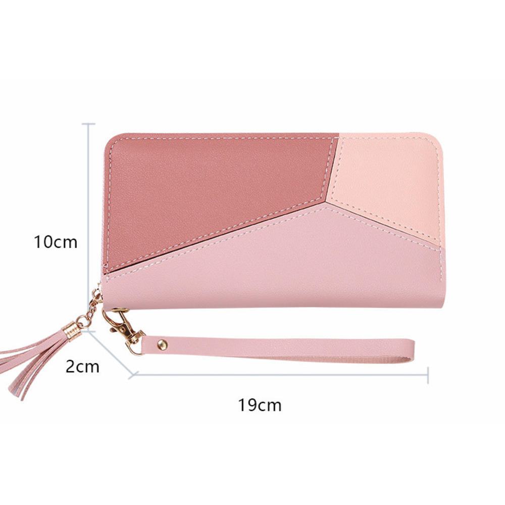 Große Damen Brieftasche Mit Reißverschluss Im Farbblock Design_voghion.com