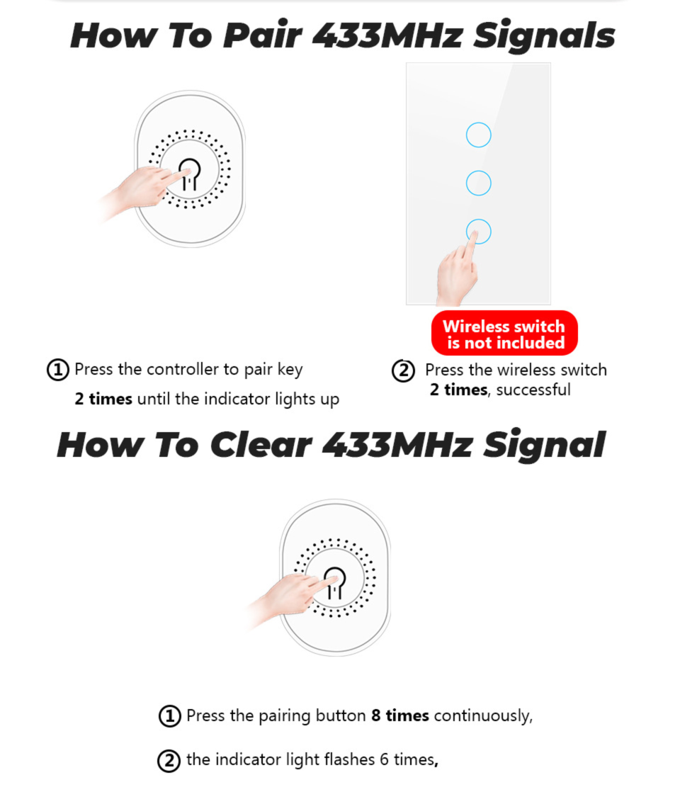 Tuya Home WiFi 433 Wireless Dark Box Switch Light Remote APP Smart Control_voghion.com