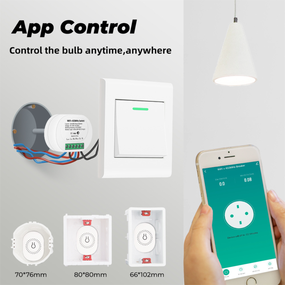 Tuya Home WiFi 433 Wireless Dark Box Switch Light Remote APP Smart Control_voghion.com