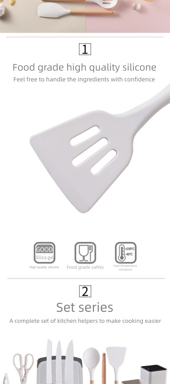 Silicone 19-Piece Non-Stick Cookware Spatula Spoon Kitchenware With Storage Bucket Knife Combination Set_voghion.com