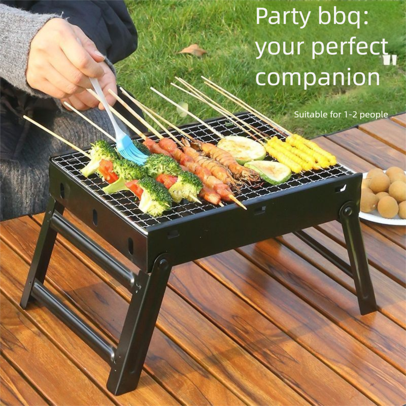 Bærbar kulgrill i rustfrit stål til picnic og camping_voghion.com