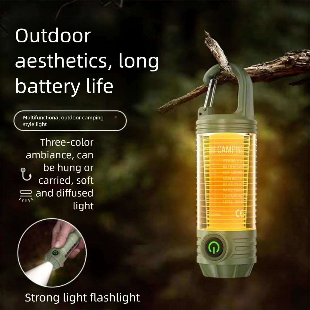 Torcia multifunzione ricaricabile con batteria a lunghissima durata, ideale per illuminazione, campeggio all'aperto e zaino in spalla._voghion.com