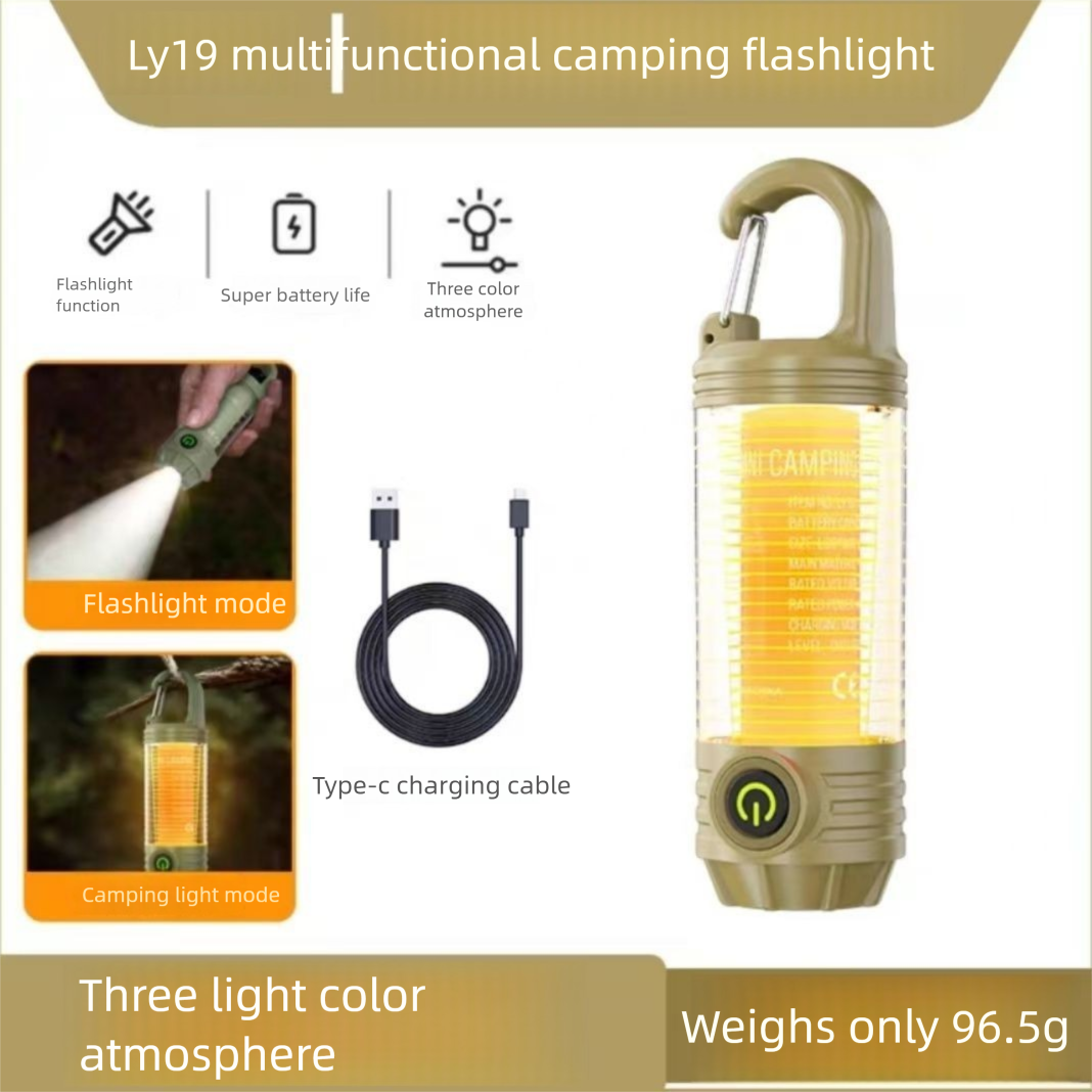 Torcia multifunzione ricaricabile con batteria a lunghissima durata, ideale per illuminazione, campeggio all'aperto e zaino in spalla._voghion.com