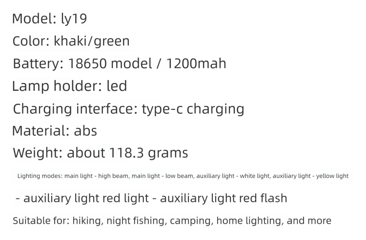 Torcia multifunzione ricaricabile con batteria a lunghissima durata, ideale per illuminazione, campeggio all'aperto e zaino in spalla._voghion.com