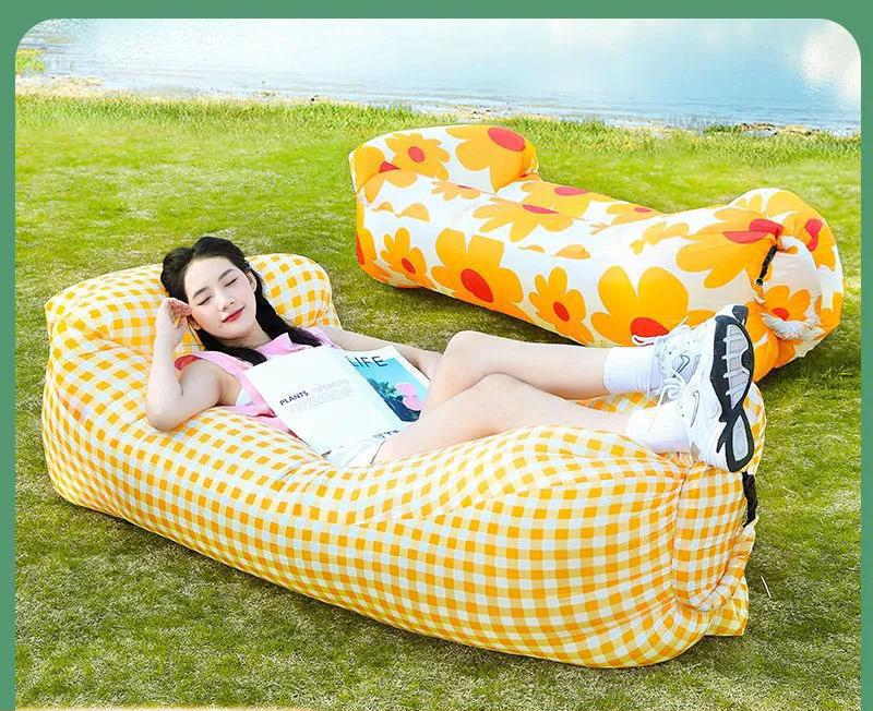 Outdoor Sofa Internet Celebrity Inflatable Park Mattress Air Nap Lazy Bed Single_voghion.com