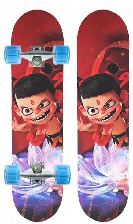 New Nezha 2 For Beginners Children Teenagers Boys And Girls Double Kick Professional Version Four-Wheel Flash Skateboard_voghion.com