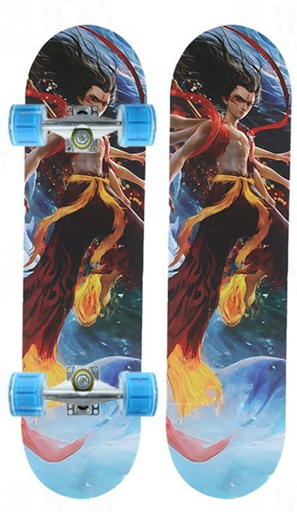 New Nezha 2 For Beginners Children Teenagers Boys And Girls Double Kick Professional Version Four-Wheel Flash Skateboard_voghion.com